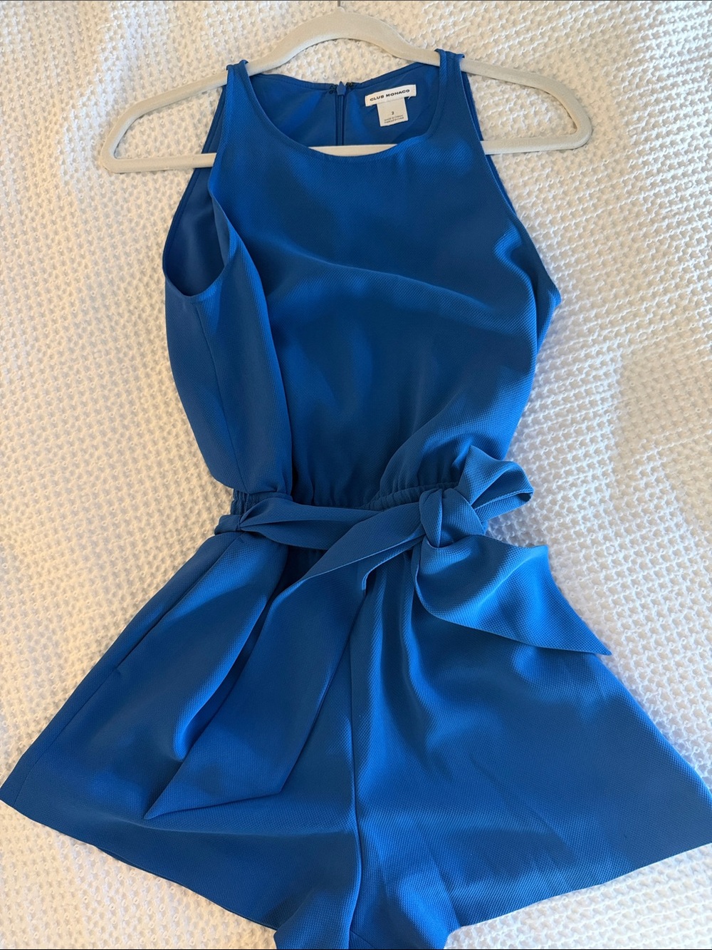 Club Monaco Royal Blue Sleeveless Tie-Waist Romper